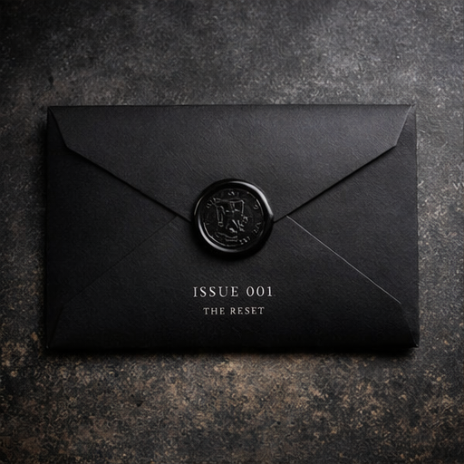 Black Envelope Society Issue 001: The Reset - sealed black envelope with wax seal